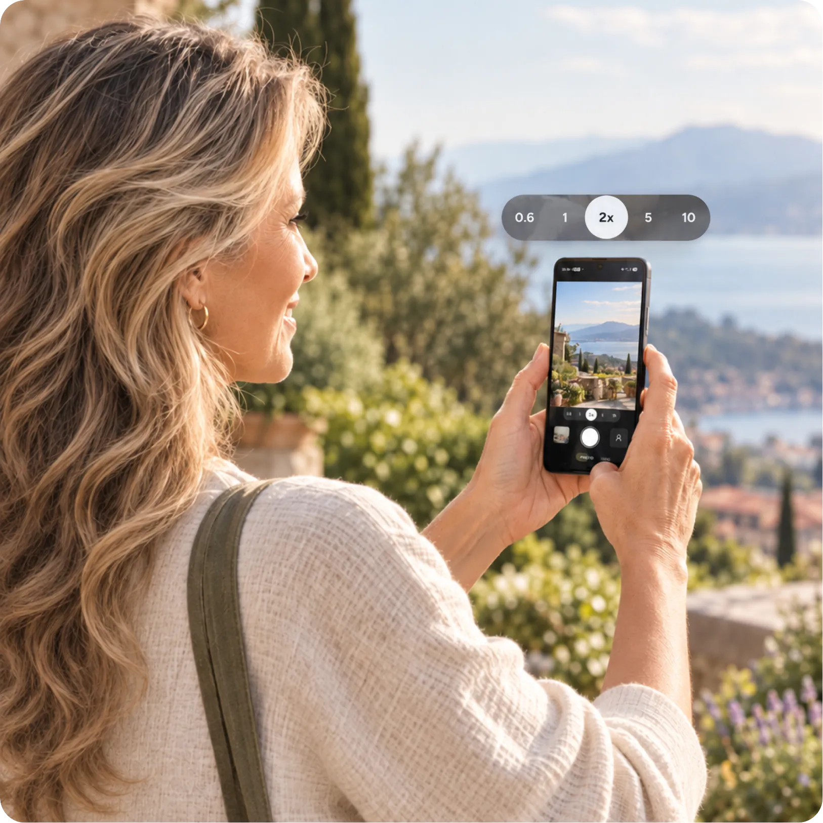Woman framing a photo with Easy Camera
