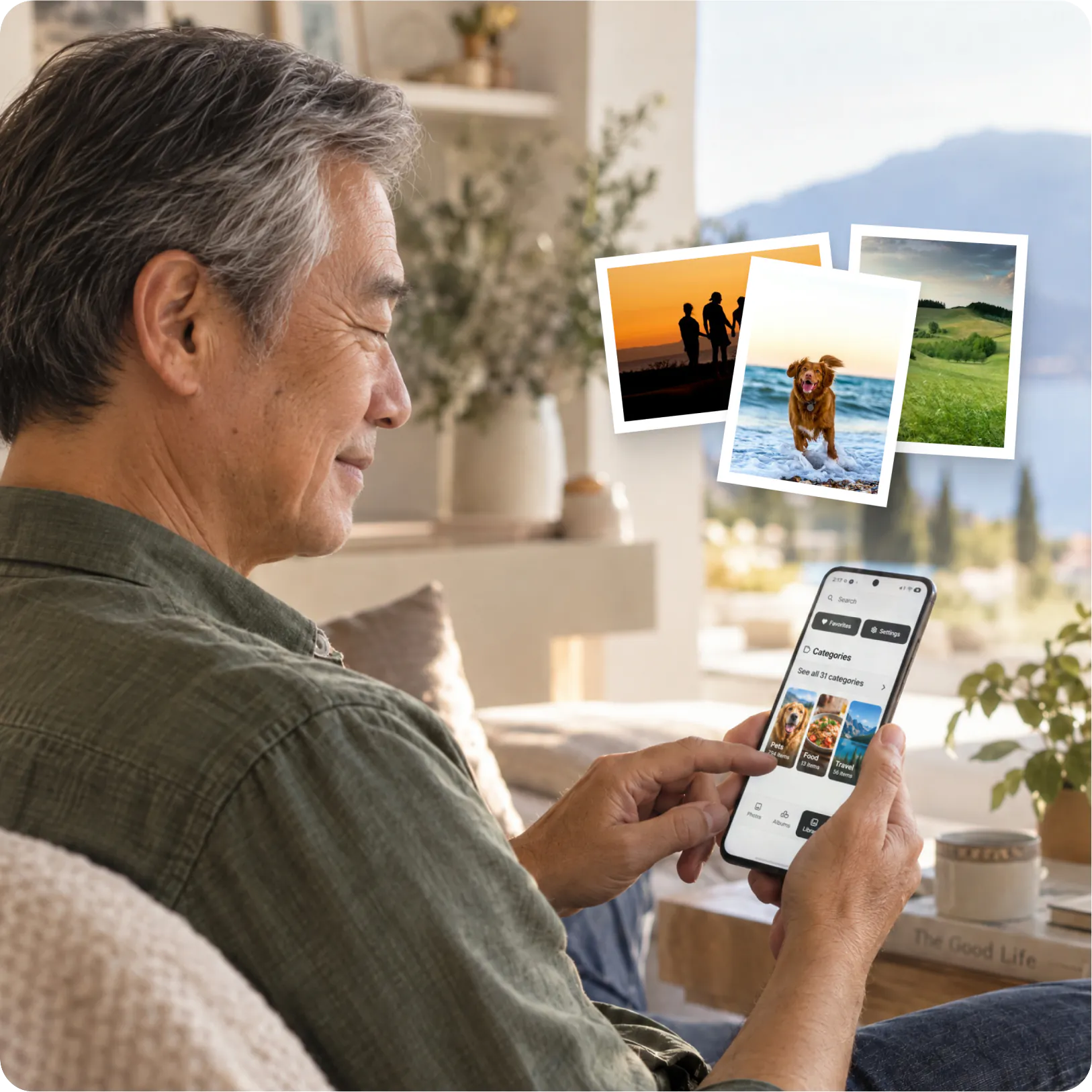 Man browsing albums in Easy Gallery